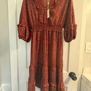 Max Studio Red Long Sleeve Dress